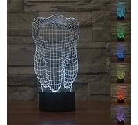 3D Lampe de Table,KINGCOO 3D Optical Illusion Visuelle Lumières de La Nuit 7 Changement de Couleur USB Bouton Tactile Atmosphère de Lampe de Bureau LED (Dent)