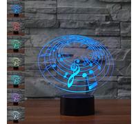 3D Lampe Illusion Optique LED Veilleuse,KINGCOO 7 Couleurs Tactile Lampe de Chevet de Bureau Chambre Table Art Déco Enfant Lumière de Nuit,Jouet de Thème de Cadeau Noël (La musique)