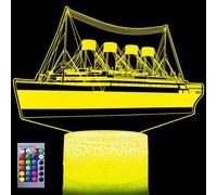 3D Le bateau LED Lampe d'illusion Optique Lampe Lumière de Nuit avec Câble USB et 16 Couleurs Décoration pour Enfant Chambre Chevet Table de Bébé Enfant Cadeau De Noël Fête Anniversaire