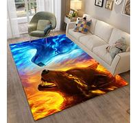 3D L'eau Feu Loup Tigre Lion Motif Dessin Animé Tapis Pour Salon Chambre Décor Tapis DouxFlanelle Enfants Chambre Aire de Jeux Tapis Cuisine Couloir Salle à Manger Tapis de Sol (Orange,160*200cm)