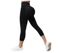 3D Leggings Anti Cellulite Femme à Compression 3D Minceur 3/4 Leggings Femme Taille Haute Ventre Plat sans Couture Push-Up Opaque Gainant Legging Court Sculptant Pantalon de Sport Yoga