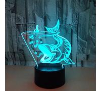 3D Les poissons Lampe Illusion d'optique Veilleuse, 7 couleurs changeantes Touch Switch Bureau Décoration de table Lampes cadeau de Noël parfait