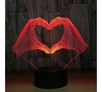 3d Liebe Herz Pièce Veilleuse Lampe Illusion d'optique 7 couleurs Lampe de table bureau décoration cadeau de Noël parfait avec