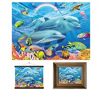 3D LiveLife Affiche Murales Lenticulaires Famille de Dauphins de Deluxebase. Poster Océan 3D sans Cadre. Décoration Murale Parfaite. Oeuvre Originale sous Licence Artiste Renommé, Michael Searle