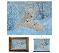 3D LiveLife Affiche murales lenticulaires Famille Nordique de Deluxebase. Poster Our Polaire 3D sans cadre. Décoration murale parfaite. Oeuvre originale sous licence artiste renommé, Beth Hoselton