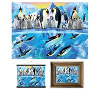 3D LiveLife Affiche murales lenticulaires Plongeon de Pingouins de Deluxebase. Poster Hiver 3D sans cadre. Décoration murale parfaite. Oeuvre originale sous licence artiste renommé, Michael Searle