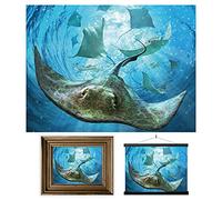 3D LiveLife Affiche murales lenticulaires Raies de Deluxebase. Poster Océan 3D sans cadre. Décoration murale parfaite. Oeuvre originale sous licence de l'artiste renommé, Jerry LoFaro