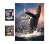 3D LiveLife Affiche murales lenticulaires Saut de Baleine de Deluxebase. Poster Océan 3D sans cadre. Décoration murale parfaite. Oeuvre originale sous licence de l'artiste renommé, David Penfound