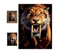 3D LiveLife Affiche murales lenticulaires Tigre à dents de Sabre de Deluxebase. Poster tigre 3D sans cadre. Décoration murale parfaite. Oeuvre originale sous licence artiste renommé, Jerry LoFaro
