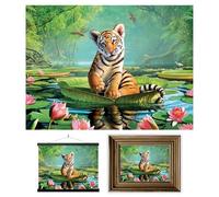 3D LiveLife Affiche murales lenticulaires Tigre et Nénuphar de Deluxebase. Poster Jungle 3D sans cadre. Décoration murale parfaite. Oeuvre originale sous licence de l'artiste renommé, Jerry LoFaro