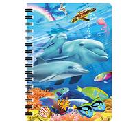 3D LiveLife Bloc-note - Famille de Dauphin de Deluxebase. Carnet à Spirale A6 Art Lenticulaire 3D à pages vierges en papier recyclé. Illustrations sous licence de l'artiste renommé Michael Searle