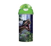 3D LiveLife Bouteille à boire - Scène T-Rex de Deluxebase. Bouteille d’eau dinosaure lenticulaire 3D avec paille. Bouteille d’eau pour enfants de 600 ml avec œuvre originale de l’artiste renommé David