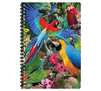3D LiveLife Carnet A5 - Chahut de Perroquets de Deluxebase. Carnet 3D lenticulaire 80 pages. Papeterie école bureau illustrations licence artiste renommé David Penfound bloc-note cahier spirale