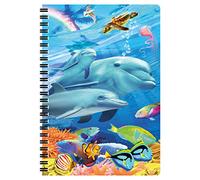 3D LiveLife Carnet A5 - Famille de Dauphins de Deluxebase. Carnet 3D lenticulaire 80 pages. Papeterie école bureau illustrations licence artiste renommé Michael Searle bloc-note cahier spirale