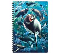 3D LiveLife Carnet A5 - Pingouin Manchot de Deluxebase. Carnet 3D lenticulaire 80 pages. Papeterie école bureau illustrations sous licence artiste renommé David Penfound bloc-note cahier spirale