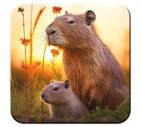 3D LiveLife Cork Coaster - Capybaras Mignons de Deluxebase. sous-Verre lenticulaire 3D Capybaras. sous-Verres de Table antidérapants représentant des œuvres d'art Originales de David Penfound.