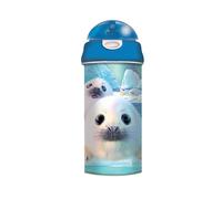 3D LiveLife Deluxebase Bouteille d'eau 3D avec couvercle lenticulaire et paille 600 ml pour enfants avec illustration originale de l'artiste renommé Collin Bogle