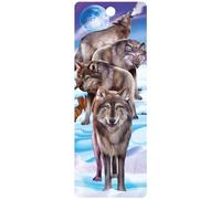 3D LiveLife Deluxebase Marque-page Motif loup avec illustration lenticulaire 3D sous licence de l'artiste renommé Michael Searle