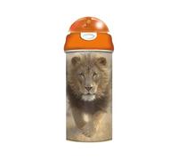 3D LiveLife - Gourde à boire - Mangez ma poussière de Deluxebase. Gourde réutilisable en lenticulé 3D de 600 ml sans BPA, orange avec paille et couvercle à rabat. Gourdes pour animaux anti-fuite avec