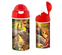 3D LiveLife Gourde - Cousins Proches de Deluxebase. plastique Safari Lenticulaire 3D avec Paille. Gourde pour enfants 600 ml avec illustrations originales de l'artiste renommé Michael Searle