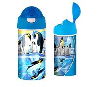 3D LiveLife Gourde - Plongeon des Pingouins de Deluxebase. Gourde plastique Océan Lenticulaire 3D avec Paille. Gourde pour enfants 600 ml avec illustrations originales artiste renommé Michael Searle
