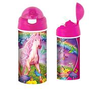 3D LiveLife Gourde - Poney Rose Étincelant de Deluxebase. plastique Cheval Lenticulaire 3D avec Paille. Gourde pour enfants 600 ml avec illustrations originales artiste renommé Michael Searle