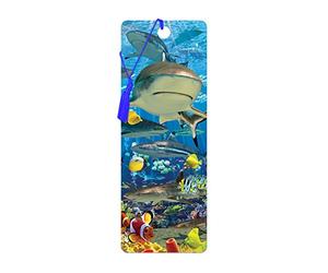 3D LiveLife Marque-page - Récif et Requins de Deluxebase. Marque page Requin avec illustrations 3D lenticulaires sous licence de l'artiste renommé David Penfound