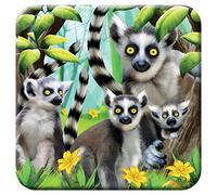 3D LiveLife sous Verre en Liège - Lémuriens de Deluxebase. Dessous de Verre lenticulaire 3D Lémuriens. Antidérapant avec Illustrations Originales sous Licence de L'Artiste renommé Michael Searle