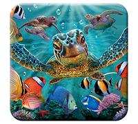 3D LiveLife sous Verre en Liège - Petites Bulles de Deluxebase. Dessous de Verre lenticulaire 3D Tortue de Mer. Antidérapant Illustrations Originales sous Licence de L'Artiste renommé Steven Sundram