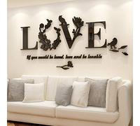 3D LOVE Miroir Stickers Autocollants Muraux Fleurs pour Décoration de la Maison Stickers Muraux Autocollant Mural pour Salon de la Chambre Decoration Murale (M, Noir)