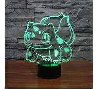 3d lumière de nuit pour Pokémon Bulbizarre, Elsley 7 couleurs Interrupteur tactile lampe de table de bureau avec support en