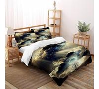 3D Lumière Divine à Travers Les Nuages Parure De Lit pour Garçon Et Adolescent 3 Pcs en Microfibre avec 2 Taies d'oreiller avec Fermeture Éclair Double（200x200cm）