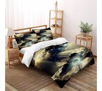 3D Lumière Divine à Travers Les Nuages Parure De Lit pour Garçon Et Adolescent 3 Pièces Qualité Supérieure avec 2 Taies d'oreiller avec Fermeture Éclair King（220x240cm）