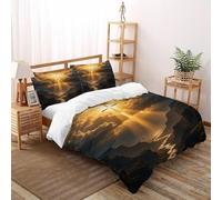 3D Lumière Divine Canyon Parure De Lit Enfants 3 Pcs Décoration De Chambre À Coucher avec Taie d'oreiller avec Fermeture Éclair Double（200x200cm）