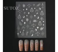 3d Lune Et ¿¿Toiles Nail Art Autocollants Bronze Dor¿¿ Argent Soleil Totem Boh¿¿Me Design Nail Charmant D¿¿Calcomanies Manucure D¿¿Cor Lesu-14 - Type Btf-S03 Silver