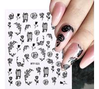 3d Lune Et ¿¿Toiles Nail Art Autocollants Bronze Dor¿¿ Argent Soleil Totem Boh¿¿Me Design Nail Charmant D¿¿Calcomanies Manucure D¿¿Cor Lesu-14 - Type Btf-S21 Black