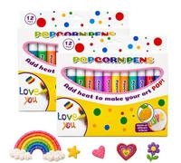 3D Magic Bubble Pen, 12PCS Puffy Popcorn Art Pens for DIY Cards (2*12Stk)