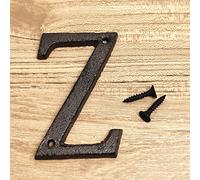 3D Maison Plaque Numéros 0-9 Lettre A-Z Noir Fonte 8cm Métal Numérique Porte Signe avec Vis Alphabet Plein Air Anti-Rouille Extérieur Signalisation Hôtel Appartement Rue Boîte Aux Lettres (Z)