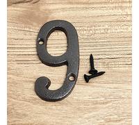 3D Maison Plaque Numéros 0-9 Lettre A-Z Noir Fonte 8cm Métal Numérique Porte Signe avec Vis Alphabet Plein Air Anti-Rouille Extérieur Signalisation Hôtel Appartement Rue Boîte Aux Lettres (9)