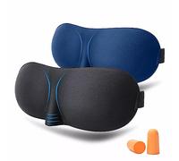 3D Masque de nuit 2 Pièces Masque de sommeil Cache yeux pour dormir Avec bouchons d'oreille Convient pour les voyages en avion, la maison, l'hôtel et les siestes au travail