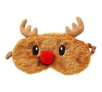 3D Masques de Sommeil en Peluche Mignon Renne de Noël, Bandeau pour les yeux Respirant Couverture des Yeux, Dessin Animé Bandeau en Peluche, Masque de sommeil de noël, pour Enfant Femme Filles, Marron