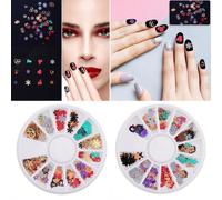 3d Melange En Forme De Noel Ongles Art Tranches Roue Amour Flocon De Neige Modele En T?Le Bricolage Manucure En Metal Autocollants Flocons