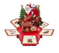 3D Merry Christmas Cards Popup, Santa Greeting Cards for Festive Wishes, Hexagonal Ornament with Envelopes and Sticky Notes, Holiday Decoration for Dinner Table Showcase Home, 8.86x8.46x7.68 Inches