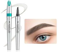 3D Microblading 4-tip Eyebrow Pencil, Makeup Applicator Tattoo Brow Marker for Daily Natural Look, Long-Lasting Smudge-proof Eyebrow Makeup (Dark Brown)