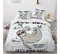 3D Mignon Paresseux Parure de lit 2 Personnes Animaux De Dessin Animé Housse de couette 240x260 Enfant Adultes Literie en Microfibre 3 pièces avec Fermeture Éclair et 2 Taies d'oreiller 50x75cm