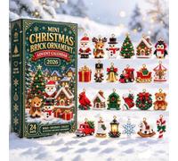 3D Mini Calendrier De L'Avent Construction, Mini Christmas Brick Ornament | 24 Kits De Construction NoëL Uniques Avec Attaches De Suspension, Idéaux Pour Sapin, Couronnes Et Décorations De Fête