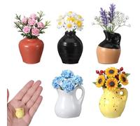 3D Mini Vase Magnet Frigo,5 PCS Magnets frigo Mignons colorés Mini Vase en CéRamique Aimants RéFrigéRateur Portes de Réfrigérateur Tableaux Blancs Magnétiques et Autres Surfaces Magnétiques