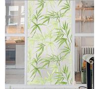 3D Modèle De Feuille De Bambou Vert Film De Vitre Film Occultant Fenetre Statique Adhésif pour Fenêtre Décoratif Anti-UV Stickers Film pour Portes Maison Bureau Chambre Autocollant Vitre 45x200cm