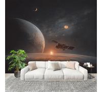 3D Moderne Art Photo Papier Peint 350x256 cm éLéMents Spatiaux De Science-Fiction Papier Peint Panoramique Poster Geant Mural Fresque Murale intissé Gris-Vert Salon Chambre D'enfant Fond TV Décor