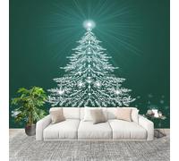 3D Moderne Art Photo Papier Peint 400x280 cm ThèMe De DéCoration De Sapin De NoëL Papier Peint Panoramique Poster Geant Mural Fresque Murale intissé Vert Salon Chambre D'enfant Fond TV Décor